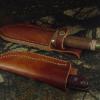 All sheaths are hand crafted with 8-10 oz. leather hide, stitched with sinew, coated with neatsfoot oil and Leather Sheen - at no extra charge. Customers love these sheaths!