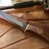 This fillet knife is made from an old cross saw blade discovered in Northern Michigan. The blade has a nickel content which adds toughness to the blade. The ricasso part of the blade is left in the original condition. $225